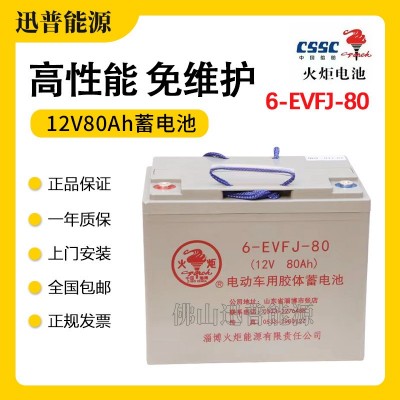 火炬蓄电池6-EVFJ-80小金刚托盘叉车电瓶 AGV电动小车12V80Ah电池