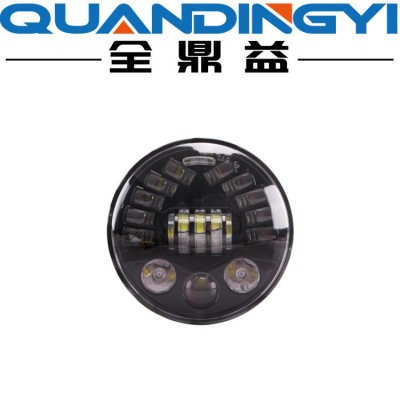 12V-30V电压7CHIN圆形车灯，70W防水IP67毛毛虫牧马人改装LED灯工