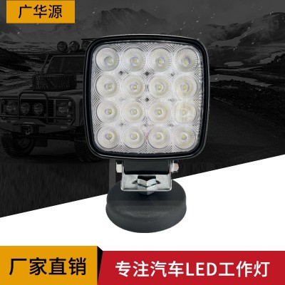新款高亮16珠汽车LED工作灯48W方形叉车检修灯越野车货车前照灯